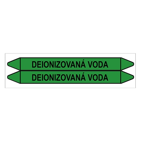 Značení potrubí, deionizovaná voda,2 ks, 450 × 52 mm